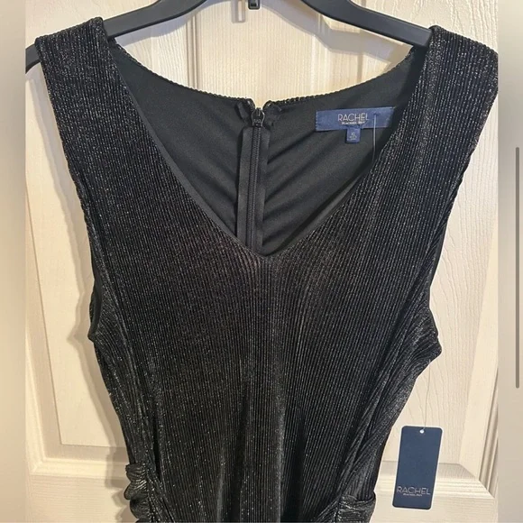 RACHEL Rachel Roy Tie Waist Asymmetrical Sheath Cocktail Dress, Black/Gold, XL - Picture 6 of 8